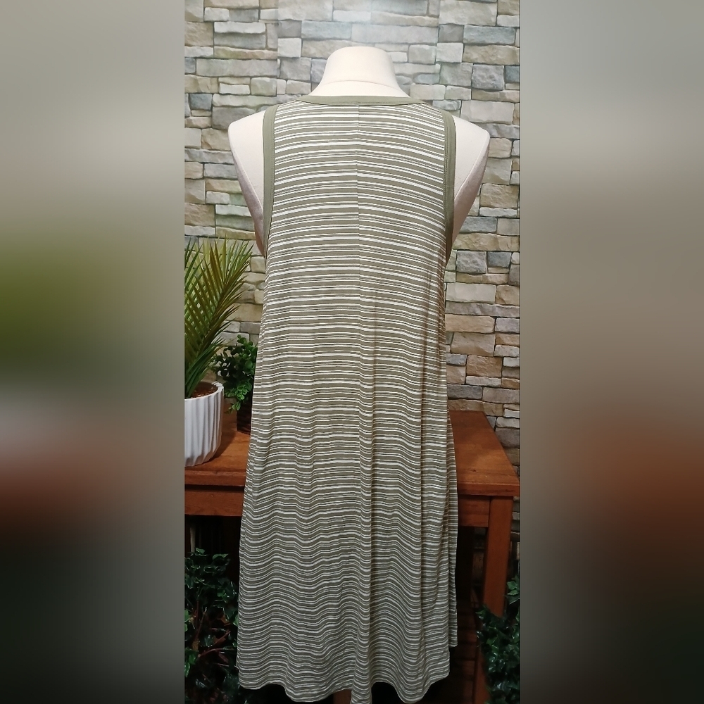 A New Day Olive Striped Maxi Dress Large - Picture 2 of 4